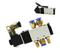 AWWVRLMM 4V110-06 1/8 Inch Pneumatic Solenoid Valve 5 Way Port 2 Position Gas Air Electric Magnetic Valves DC12V 24V 110 V220V Coil Volt(Wire w 4mm Fittings,DC 12V)