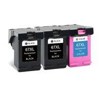 AWXGFVKZ 67XL 67 Ink Cartridge Compatible With Deskjet 1225 2732 2752 2755 Deskjet Plus 4140 4152 4155 4158 Printers Replacement For 67XL Ink(3 Pcs)