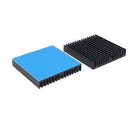 Awxlumv 2 Pcs 60 x 60 x10 mm Heatsink Kit With Thermal Conductive Adhesive Tape, Square Cooler Aluminum Heat Sink Set for for Circuit Board Led Panel Router IC Amplifier Platform Chip Fans and DIY