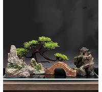 AWXZOM Small Japanese Fish Tank Decorations Set, Suitable for Aquariums up to 5 Gallon or Fish Bowl, Includes Small Decorations Artificial Plastic Plants Fish Tank House