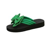 AWYHAOYULA Fabric Bow Womens Wedge Slide Slippers Open Toe Slip-on Sandals Black Red White Green Options Soft Sole Summer Footwear for Seaside Trips Dating Leisure Daily Occasions