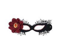 AWYHAOYULA Floral Feather Decor Masquerade Eye Mask for Ladies, Black Lace Venetian Half-Face Mask with Gem Ornaments, Elegant Side-Decoration Mask