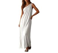 AWYHAOYULA Women's One Shoulder Maxi Dress UK - Casual Boho Flowy Long Dress, Loose Fit Summer Beach Dress, Flattering for Curvy & Petite Ladies