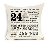Awyuan 24th Birthday Cushion Cover for 24 Years Old Teenagers Friend Daughter Son Sister Brother Girlfriend Boyfriend Cousin Classmates 24th Birthday Gift Inspirational Gift