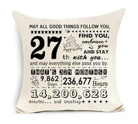 Awyuan 27th Birthday Cushion Cover for 27 Years Old Women Men Friend Sister Brother Classmates Colleague Wife Husband Girlfriend Boyfriend 27th Birthday Gift Inspirational Gift