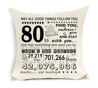 Awyuan 80th Birthday Cushion Cover for 80 Years Old Mum Dad Wife Husband Grandma Grandpa Godfather Godmother Teacher Professor 80th Birthday Gift Inspirational Gift
