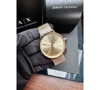 AX Armani Exchange Lola Three-Hand Gold Dial & Mesh Bracelet Ladies Watch AX5536