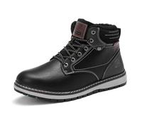 AX BOXING Mens Winter Boots Snow Boots Leather Winter Shoes Fur Warm Casual Business Boots Outdoor Black UK 7