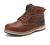 AX BOXING Mens Winter Boots Snow Boots Leather Winter Shoes Fur Warm Casual Business Boots Outdoor Dark Brown UK 9.5
