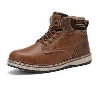 AX BOXING Mens Winter Boots Snow Boots Leather Winter Shoes Fur Warm Casual Business Boots Outdoor Light Brown UK 8