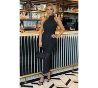 AX Paris Black Diamante Halter Neck Knot Detail Midi Dress 16 (XL) Black