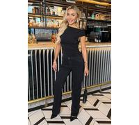 AX Paris Women's Black Diamante Loose Fit Straight Leg Jeans | Size: 8 AX Paris Black 8