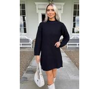 Ax Paris Black High Neck Knitted Jumper Dress Black S/M