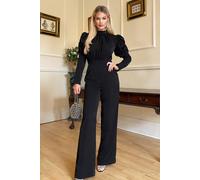 Ax Paris Black High Neck Puff Sleeve Jumpsuit Black 8