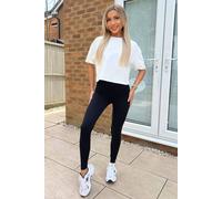 AX Paris Women's Black High Rise Ribbed Active Leggings | Size: Medium/Large AX Paris Black M/L