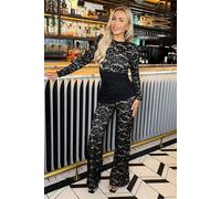 Ax Paris Black Lace Contrast Draped Waist Jumpsuit Black 8