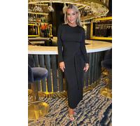 Ax Paris Black Long Sleeve Sash Bodycon Midi Dress Black 10