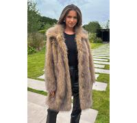 AX Paris Women's Brown Faux Fur Long Jacket | Size: 14 AX Paris Brown 14