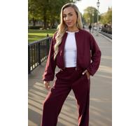 Ax Paris Burgundy Bubble Hem Cropped Soft Bomber Jacket Burgundy 16
