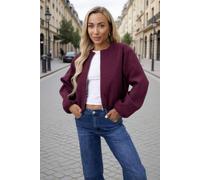 AX Paris Women's Burgundy Marl Bubble Hem Zip Up Bomber Jacket | Size: 16 AX Paris Burgundy 16