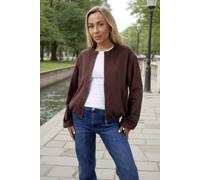 AX Paris Women's Chocolate Faux Suede Bubble Hem Bomber Jacket | Size: 16 AX Paris Chocolate 16