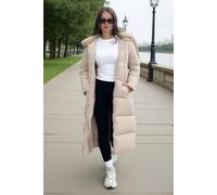 AX Paris Women's Cream Split Hood Longline Puffer Coat | Size: 16 AX Paris Cream 16