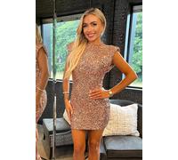 AX Paris Women's Gold Sequin High Neck Bodycon Mini Dress | Size: 14 AX Paris Gold 14