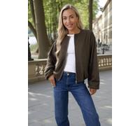 Ax Paris Khaki Faux Suede Bubble Hem Bomber Jacket Khaki 16