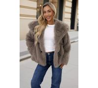 AX Paris Women's Mink Faux Fur Shawl Collar Buckle Detail Jacket in Brown | Size: 8 AX Paris Brown 8
