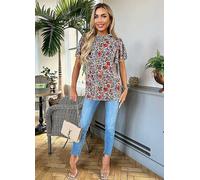 AX Paris Multi Floral Print Frill Neck Top Multi