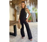 AX Paris Women's Black Broderie Wide Leg Trousers | Size: 8 AX Paris Black 8