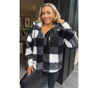 AX Paris Women's Black Check Pocket Detail Hooded Teddy Jacket in Light Brown | Size: Medium/Large AX Paris Light Brown M/L
