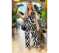 AX Paris Women's Black & Cream Abstract Print Jumpsuit | Size: 8 AX Paris Multicolor 8