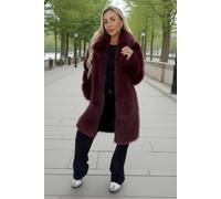 AX Paris Women's Burgundy Faux Fur Longline Jacket | Size: 8 AX Paris Burgundy 8