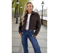 AX Paris Women's Chocolate Marl Zip Up Pocket Detail Boxy Jacket | Size: 16 AX Paris Chocolate 16