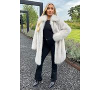 AX Paris Women's Cream Tipped Faux Fur Long Jacket | Size: 10 AX Paris Cream 10