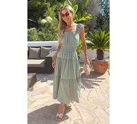 AX Paris Women's Duck Egg Frill Strap Smock Midi Dress in Duck Egg Blue | Size: 16 AX Paris Duck Egg Blue 16