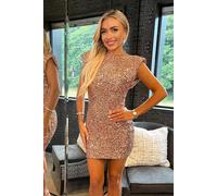 AX Paris Women's Gold Sequin High Neck Bodycon Mini Dress | Size: 14 AX Paris Gold 14