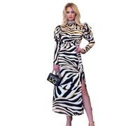 AX Paris Womens/Ladies Animal Print High-Neck Puff Sleeve Fo8 UK Multicoloured