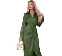 AX Paris Womens/Ladies Satin Midi Shirt Dress8 UK Olive GT25674