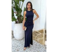 AX Paris Women's Navy O-Ring Detail Ruched Hip Bodycon Midi Dress | Size: 14 AX Paris Navy 14