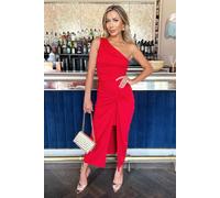 AX Paris Women's Red One Shoulder Knot Skirt Midi Dress | Size: 8 AX Paris Red 8