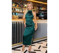 AX Paris Women's Teal Halter Neck Draped Waist Midi Dress | Size: 10 AX Paris Teal 10