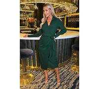 AX Paris Women's Teal Side Tie Waist Wrap Midi Dress | Size: 10 AX Paris Teal 10