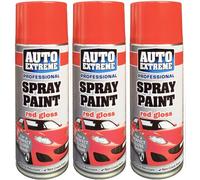 AX RED GLOSS Spray Paint Aerosol Can Auto Extreme Car Van Bike 3 x 400ml