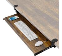 AX WABER Keyboard Tray Under Desk Pull Out with Extra Sturdy C Clamp Mount System, 833 (965mm Including Clamps) x 300mm Slide-Out Platform Computer Drawer for Typing Vintage AX01WG202
