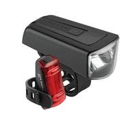 AXA Bicycle Light Set Dwn 70 Lux - USB Rechargeable - 20 Hours Light Time - Battery Indicator - StVZO Approved