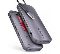 AXAGON HMC-12GM2 Multiport-Hub, USB-C 3.1, M.2-NVMe/SATA, DP HDMI, Gbit-LAN, 3x USB-A, 1x USB-C, C