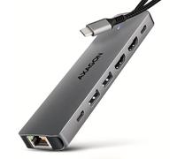 Axagon HMC-7HX2 USB 5Gbps hub, 2x USB-A, USB-C, 2x HDMI 4k/60Hz, RJ-45, PD 100W