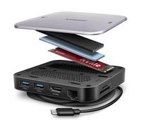 Axagon HMC-UFO USB-C Hub M.2 SATA/NVMe 1 Gbit/s Ethernet 384 kHz Audio Wired